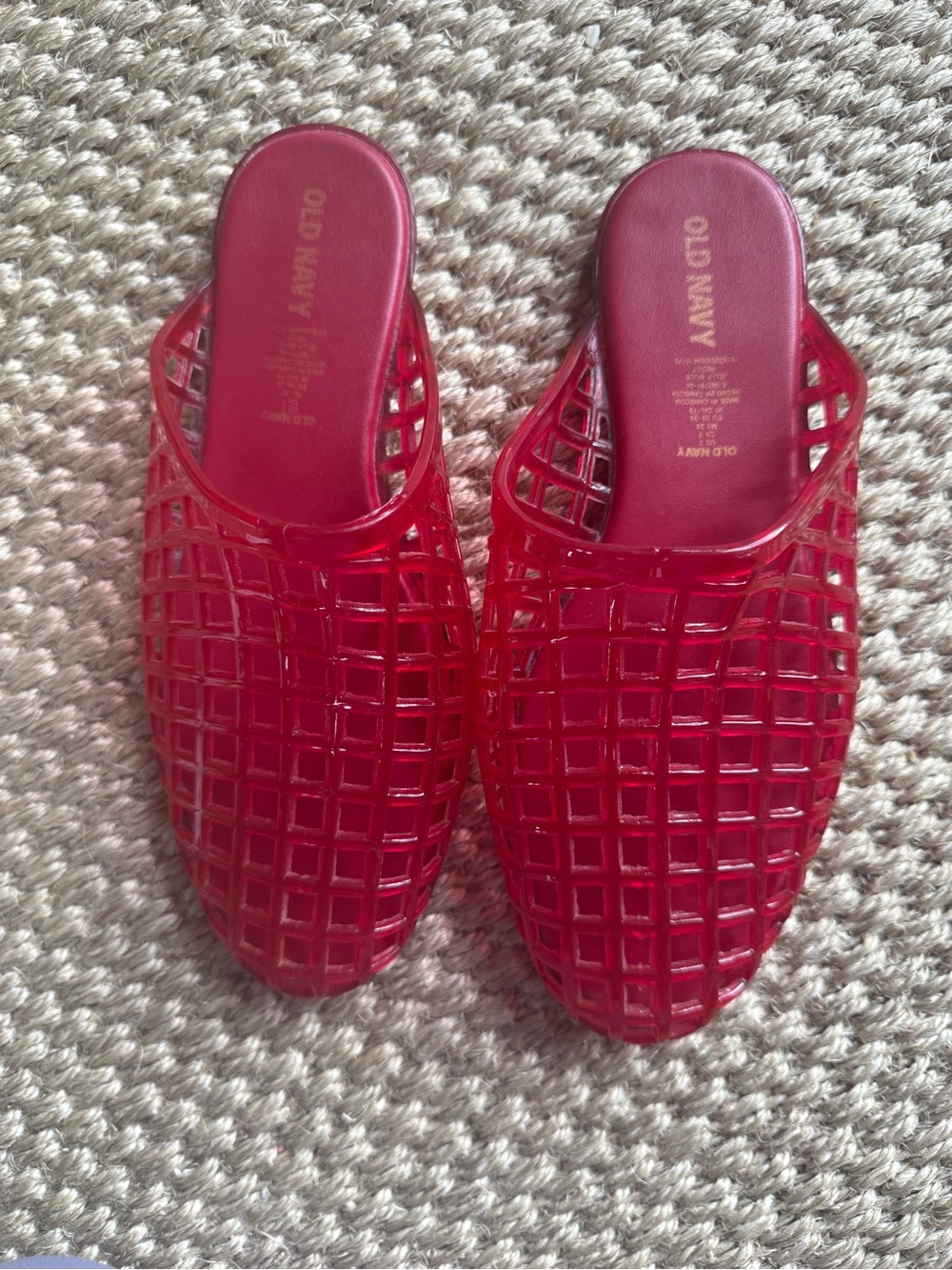 Old Navy Red Jelly Lattice Slide Mules 7